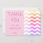 Pink Wave Meisje Verjaardag Bedankkaart (Voorkant)