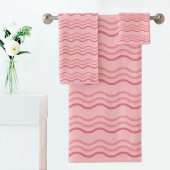 Pink Wave Pattern Towel Bad Handdoek