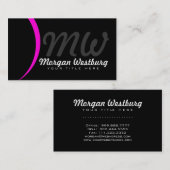 Pink Wave Professional Monogram Visitekaartjes (Voorkant / Achterkant)