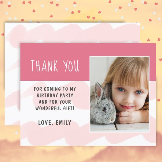 Pink Wave Waterverf Meisje Foto Dank u Postcar Briefkaart