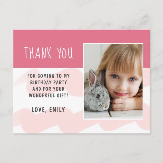 Pink Wave Waterverf Meisje Foto Dank u Postcar Briefkaart (Voorkant)