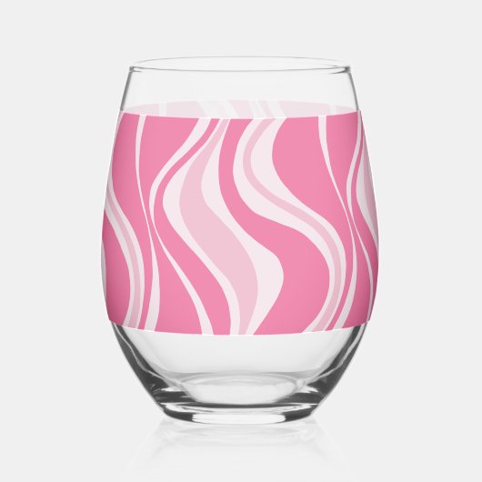 Pink Waves Glass Wijnglas Zonder Voet (Voorkant)