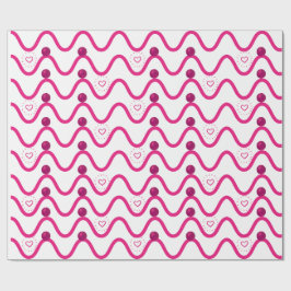 Pink Waves & Hearts Patroon Inpakpapier