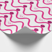 Pink Waves & Hearts Patroon Inpakpapier (Hoek)