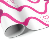 Pink Waves & Hearts Patroon Inpakpapier (Rol Hoek)