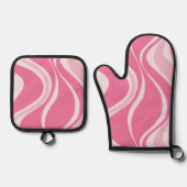 Pink Waves Oven Mitt Set (Voorkant)