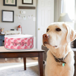 Pink Waves Pattern Ceramic Pet Bowl Voerbakje