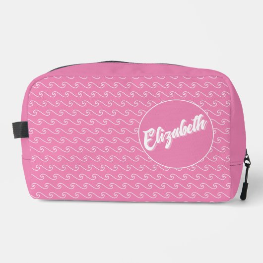 Pink Waves Personalized Dopp Kit Toilettasje (Voorkant)