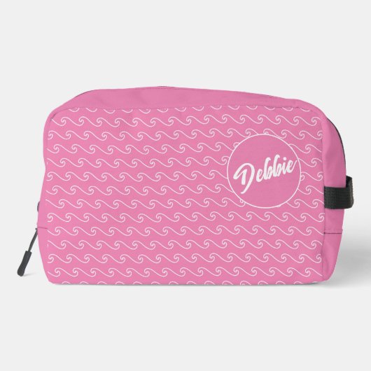 Pink Waves Personalized Dopp Kit Toilettasje (Achterkant)