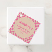 Pink Wavy Checker Couples Baby Shower Names Bedankjes Labels (In situ)