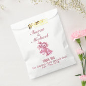 Pink Wedding Bells Favor Bag Names and Date Bedankzakje (Gezegeld)