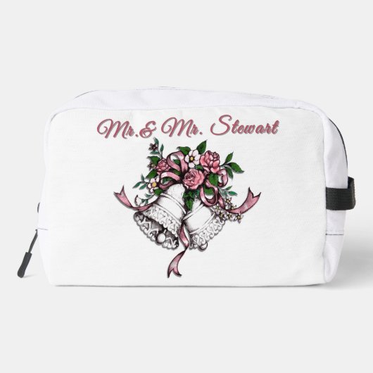 Pink Wedding Bells Personalize Toilettasje (Achterkant)