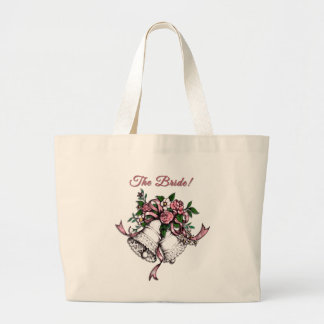 Pink Wedding Bells The Bride Grote Tote Bag