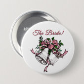 Pink Wedding Bells The Bride Ronde Button 7,6 Cm (Voorkant /achterkant)