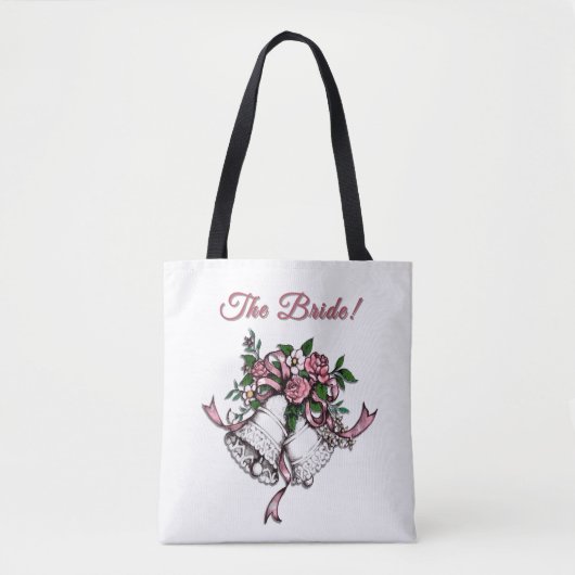 Pink Wedding Bells The Bride Tote Bag (Voorkant)