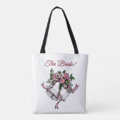Pink Wedding Bells The Bride Tote Bag (Achterkant)