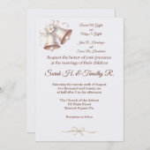 Pink Wedding Bells Traditional Wedding Invitation Kaart (Voorkant / Achterkant)