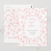 pink wedding briefkaart (Voorkant / Achterkant)