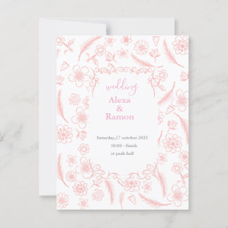 pink wedding briefkaart
