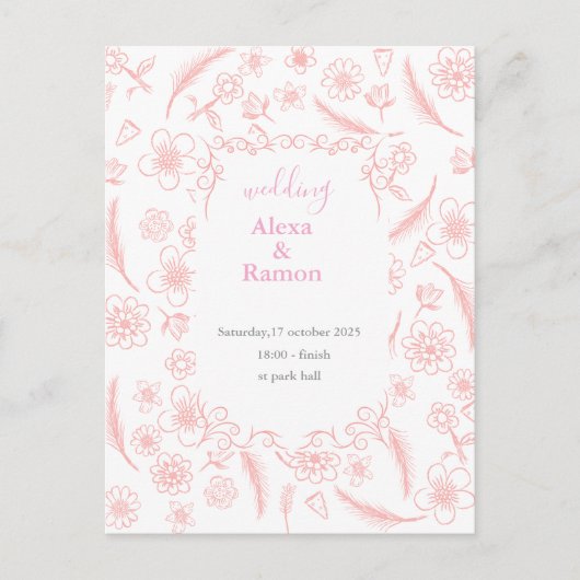 pink wedding briefkaart (Voorkant)