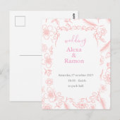 pink wedding briefkaart (Voorkant / Achterkant)