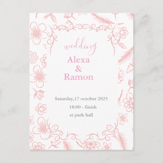pink wedding briefkaart (Voorkant)