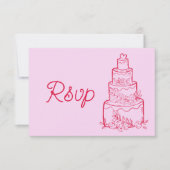 Pink Wedding Cake RSVP Card with QR Code Kaartje (Voorkant)