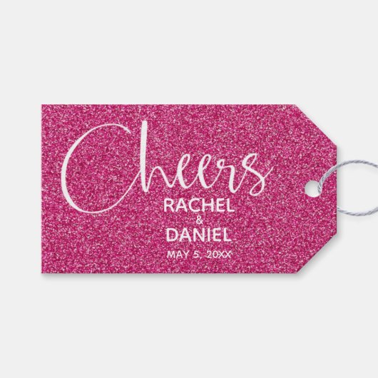 Pink Wedding Favor Cadeaulabel (Voorkant (Horizontaal))