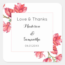 Pink Wedding Floral Magnolia White Sticker