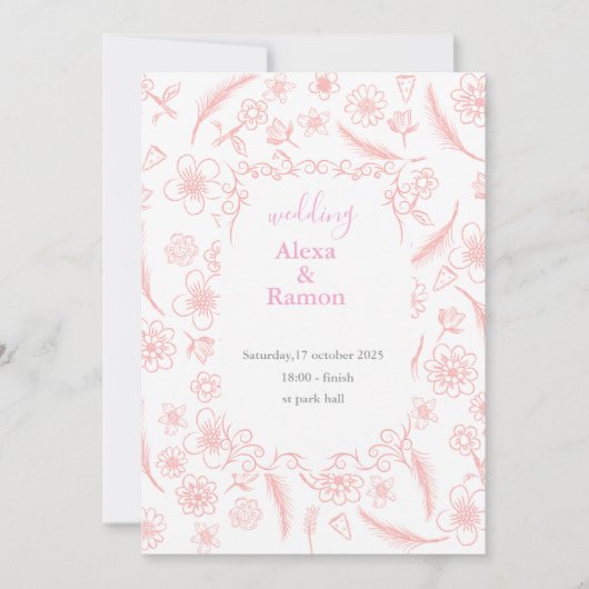pink wedding kaart (Voorkant)