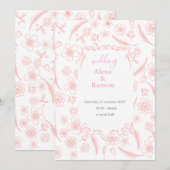 pink wedding kaart (Voorkant / Achterkant)