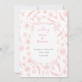 pink wedding kaart