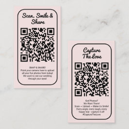 Pink Wedding Photo Sharing Capture Love QR Code  Visitekaartje