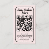 Pink Wedding Photo Sharing Capture Love QR Code  Visitekaartje (Voorkant)