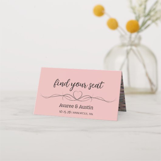 Pink Wedding Table Seating Cards Plaatskaartje (Voorkant)