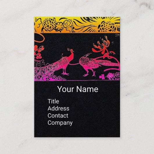 PINK WEDDING TORTELDUIFJES MONOGRAM zwart papier Visitekaartje (Voorkant)