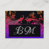 PINK WEDDING TORTELDUIFJES MONOGRAM zwart papier Visitekaartje (Achterkant)