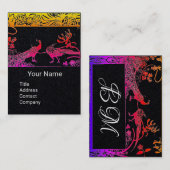 PINK WEDDING TORTELDUIFJES MONOGRAM zwart papier Visitekaartje (Voorkant / Achterkant)