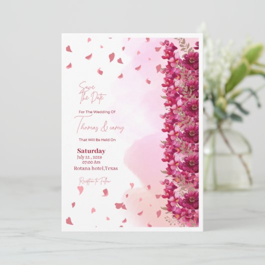 Pink weeding kaart (Staand voorkant)