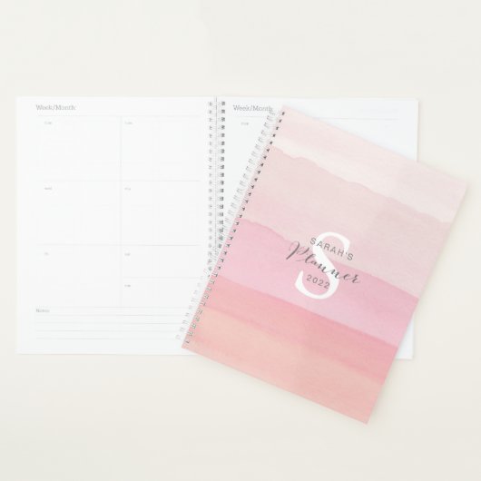 Pink Weekly Planner Trendy abstracte waterverf (Display)