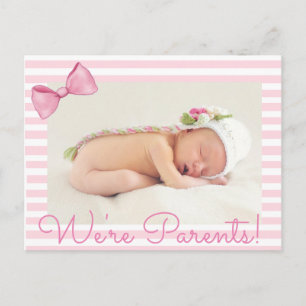 Pink We're Parents Baby Geboorte Aankondiging