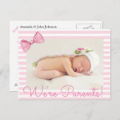 Pink We're Parents Baby Geboorte Aankondiging (Voorkant / Achterkant)