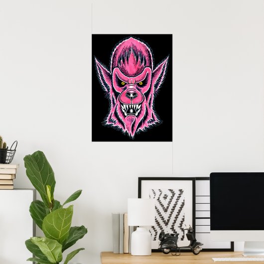Pink Werewolf Mask Poster (Thuiskantoor)