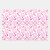 Pink Western Cowgirl Checkered Seamless Pattern Inpakpapier Vel (Voorkant 2)