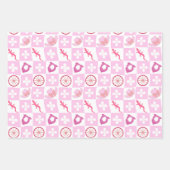 Pink Western Cowgirl Checkered Seamless Pattern Inpakpapier Vel (Voorkant)