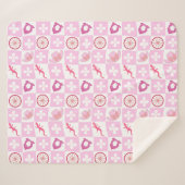 Pink Western Cowgirl Checkered Seamless Pattern Sherpa Deken (Voorkant (horizontaal))
