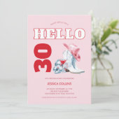 Pink Western Disco Cowgirl 30th Birthday Party Kaart (Staand voorkant)