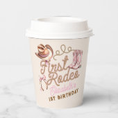 Pink Western First Rodeo Birthday Papieren Bekers (Achterkant)
