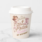 Pink Western First Rodeo Birthday Papieren Bekers (Voorkant)