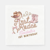 Pink Western First Rodeo Birthday Servet (Voorkant)